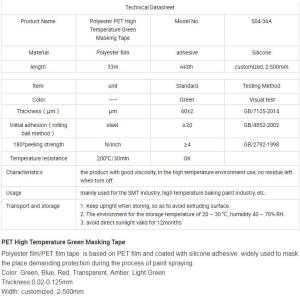 Green Polyester Silicone Adhesive Electroplating Tape Heat Resistant PET Powder