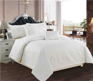 China White Quilts 5pcs Microfiber Bedding Set Quilt Pillowshams Pillow wholesale