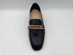 Fashion Loafers Womens Flat Leather Shoes Custom With Metal Chain