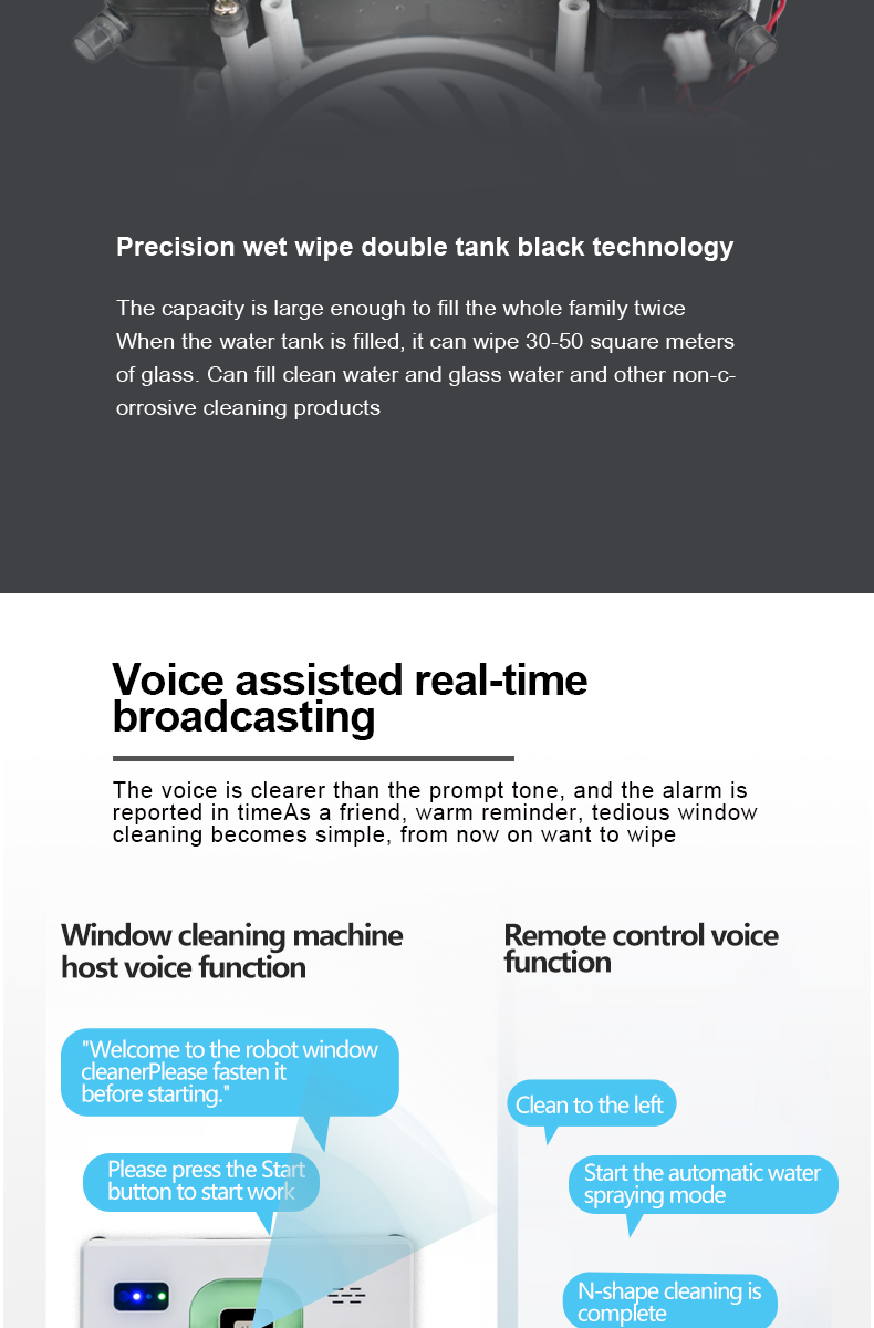 APP Controlled 72W Dual Water Spray Robot Window Cleaner for Fast and Thorough Cleaning