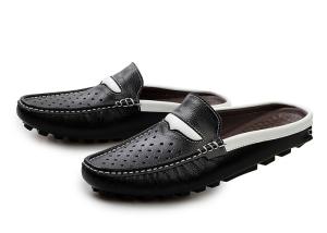 China Fashion Summer Genuine Leather Mens Sandals / Mens Cowhide Slippers wholesale