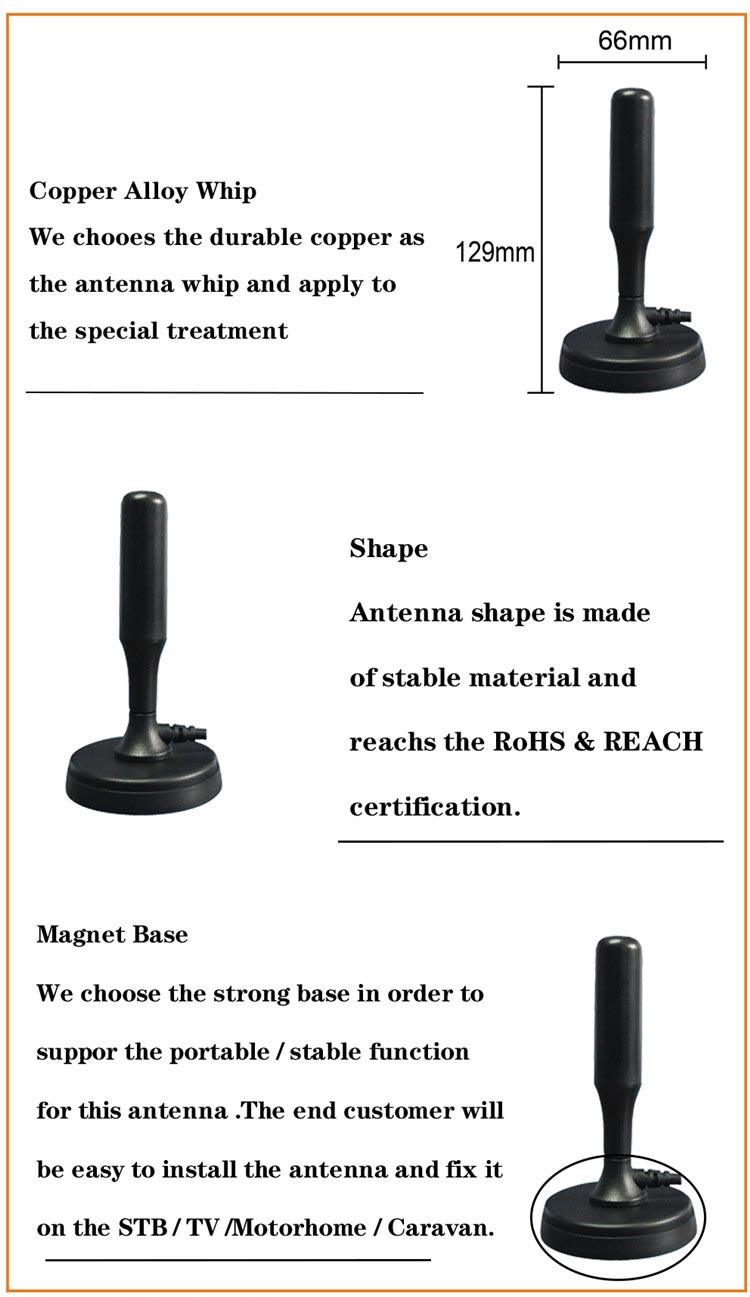 Baiao Portable Vhf Dvb T2 Car Antenna Car Digital Tv Antenna