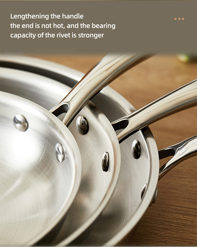 New Arrival 304 Stainless Steel Fry Pan Nonstick Cooking Pot Fried Steak Skillet Egg Nonstick Frying Pan