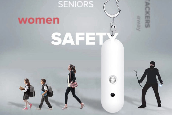 AAA Battery Personal Alarm Keychain 140db Double Speaker BSCI