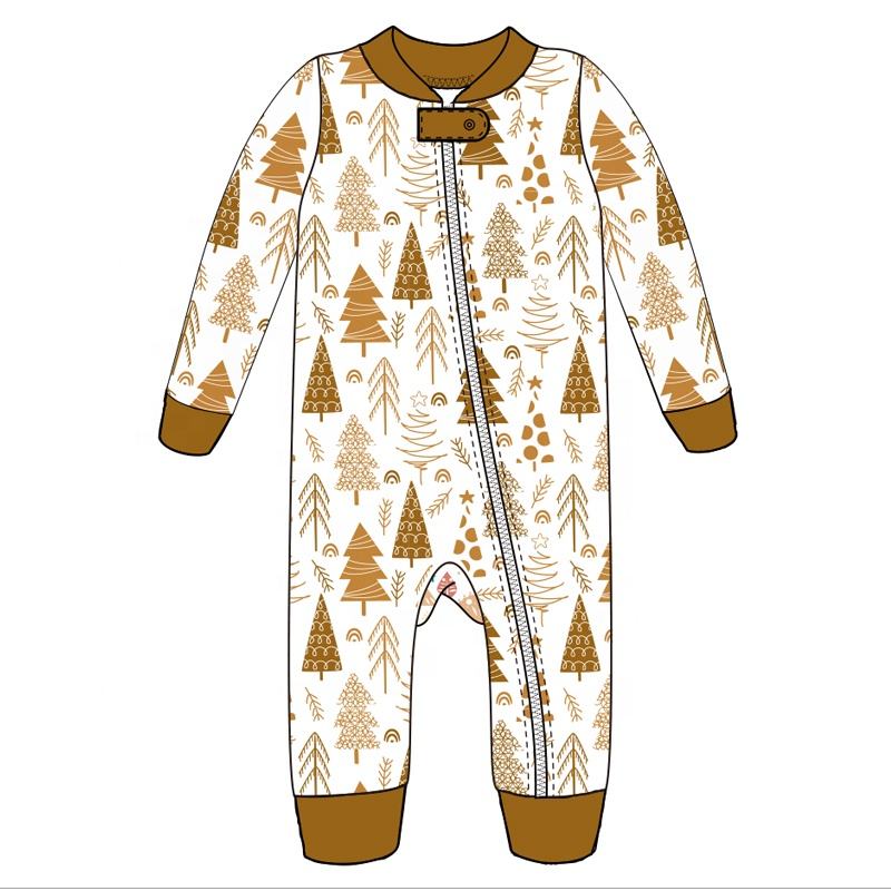Christmas infant baby romper bodysuit tree printing baby clothes christmas set