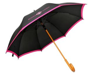China Ladies Wooden Handle Umbrella , Fold Away Umbrella With Curved Wooden Handle wholesale