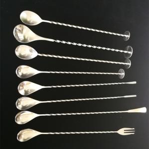 China Creation Twisted Stainless Steel Bar Spoon , Long Cocktail Mixing Spoon wholesale