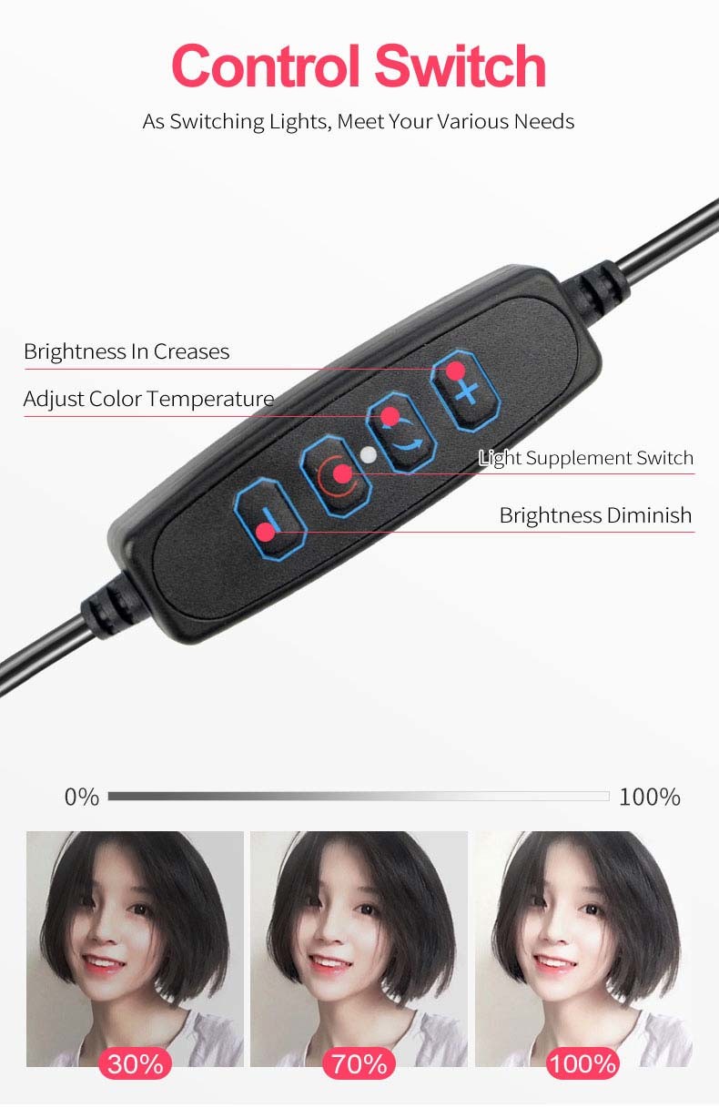 10 Brightness 7 RGB 10 Inch Selfie Ring Light With Tripod