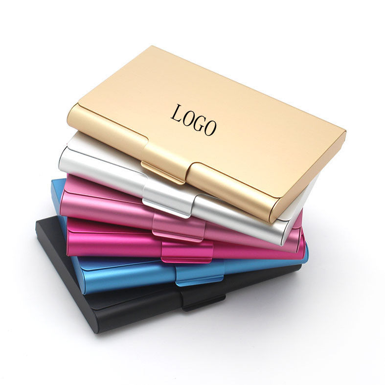Colorful Aluminum Business Name Card Box Cheap Gifts Logo Customized
