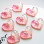 Colorful Pink Flatback Mini Glitter Resin Heart for Craft Kids Gift