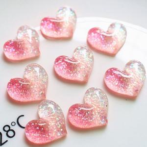 China Colorful Pink Flatback Mini Glitter Resin Heart for Craft Kids Gift wholesale