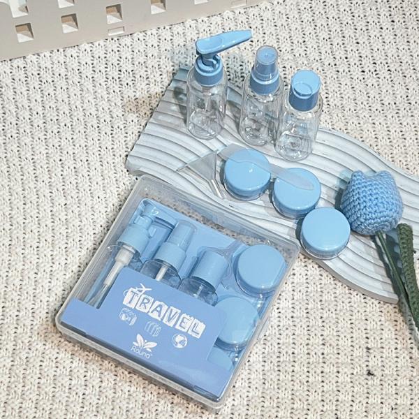 7pcs Travel Size Toiletries Set Personal Bottle Screw Cap Portable Plastic Spray