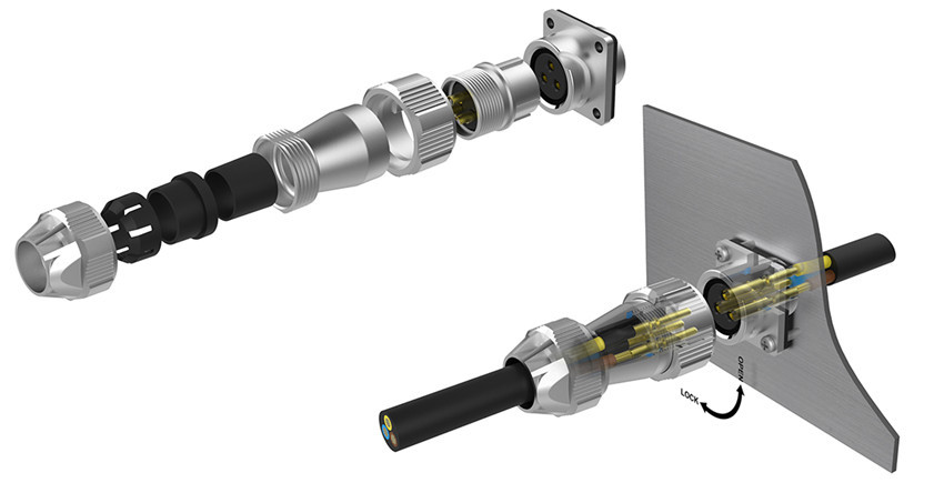7pin power connector circular connector male to female power connector with panel mounting installation