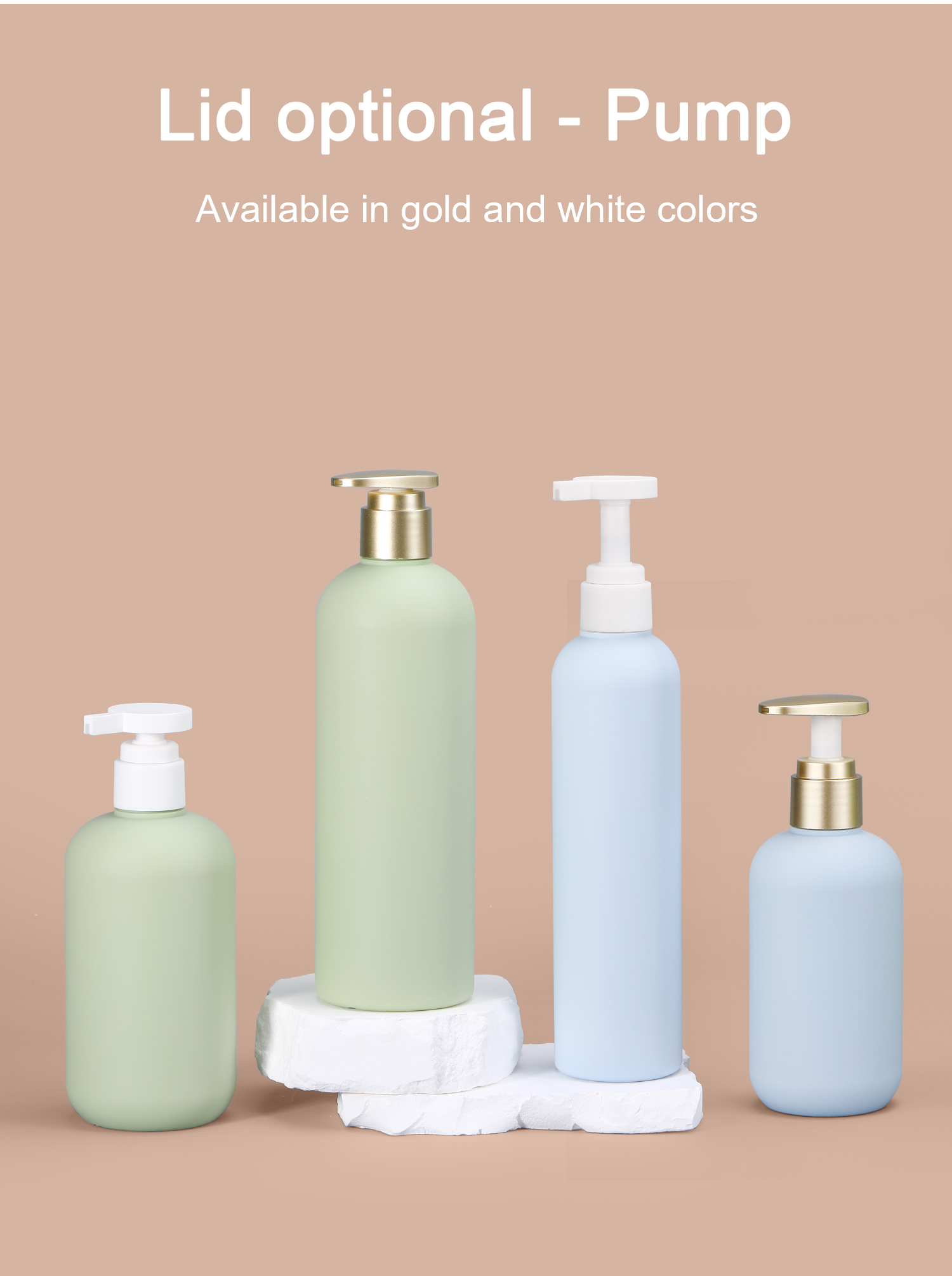 Shampoo Bottle with Bamboo Lid HDPE Plastic Type Soft Touch Empty Body Lotion Container