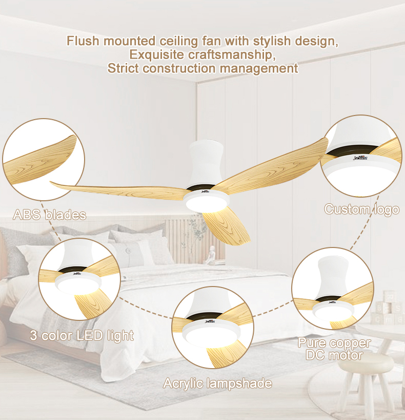 110-240V/50Hz-60Hz Input Voltage LED Ceiling Fan with Wood Grain Blades and 6 Speeds