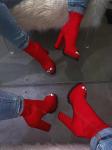 Fake Suede PU 5inch Ladies High Heeled Boots Open Toe Fish Mouth
