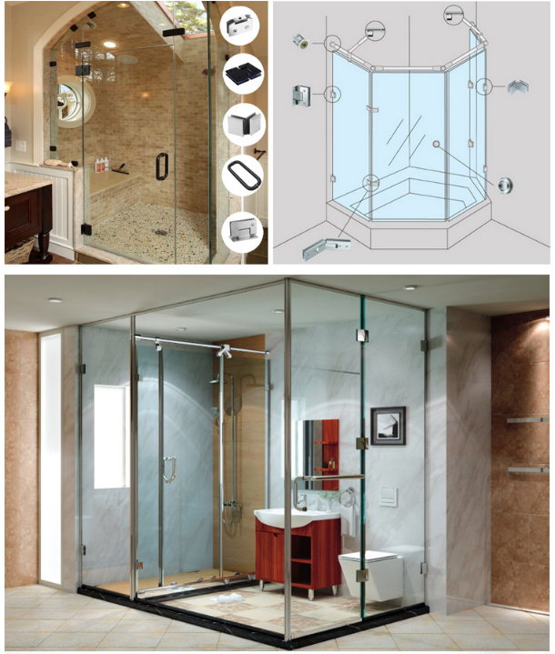Sliver Chrome Finish Shower Door Hinges for Foldable Glass Door Excellent Value