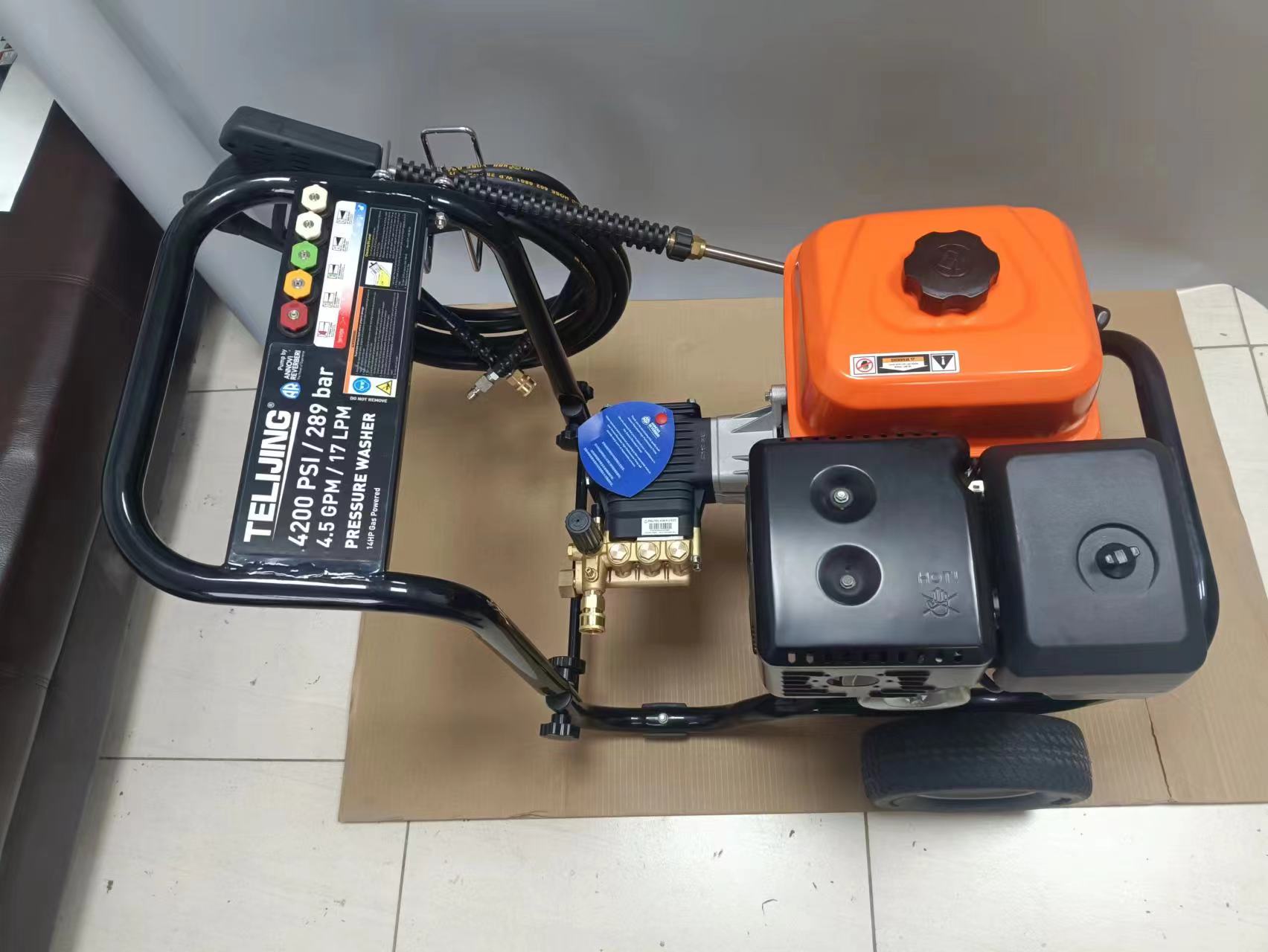 High Pressure Cleaner 3800PSI/262Bar Gasoline Portable Car Washing Machine 190F 420cc Detergent Tank 1.1