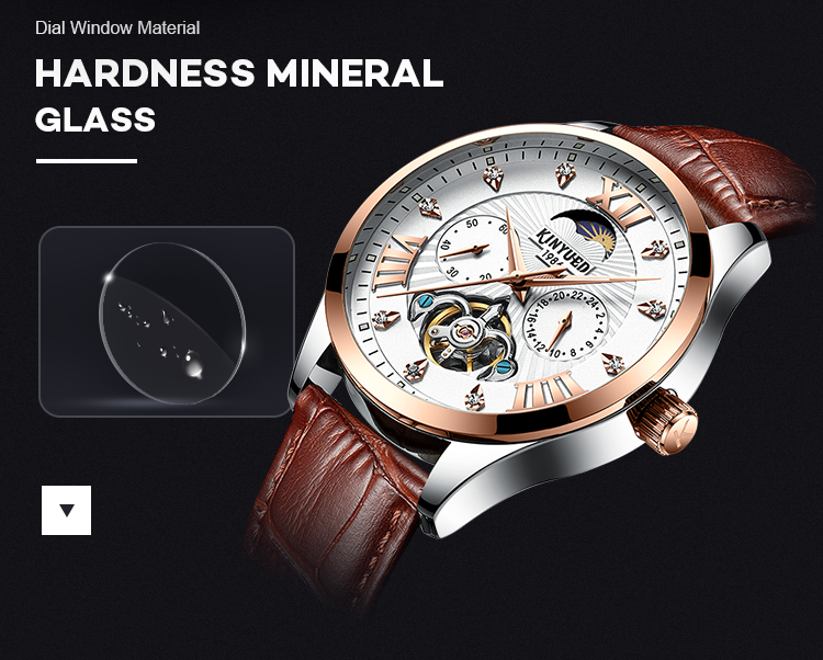 Watches men luxury brand automatic luminous moon phase watch Leather fashion tourbillon automatic mechanical watch