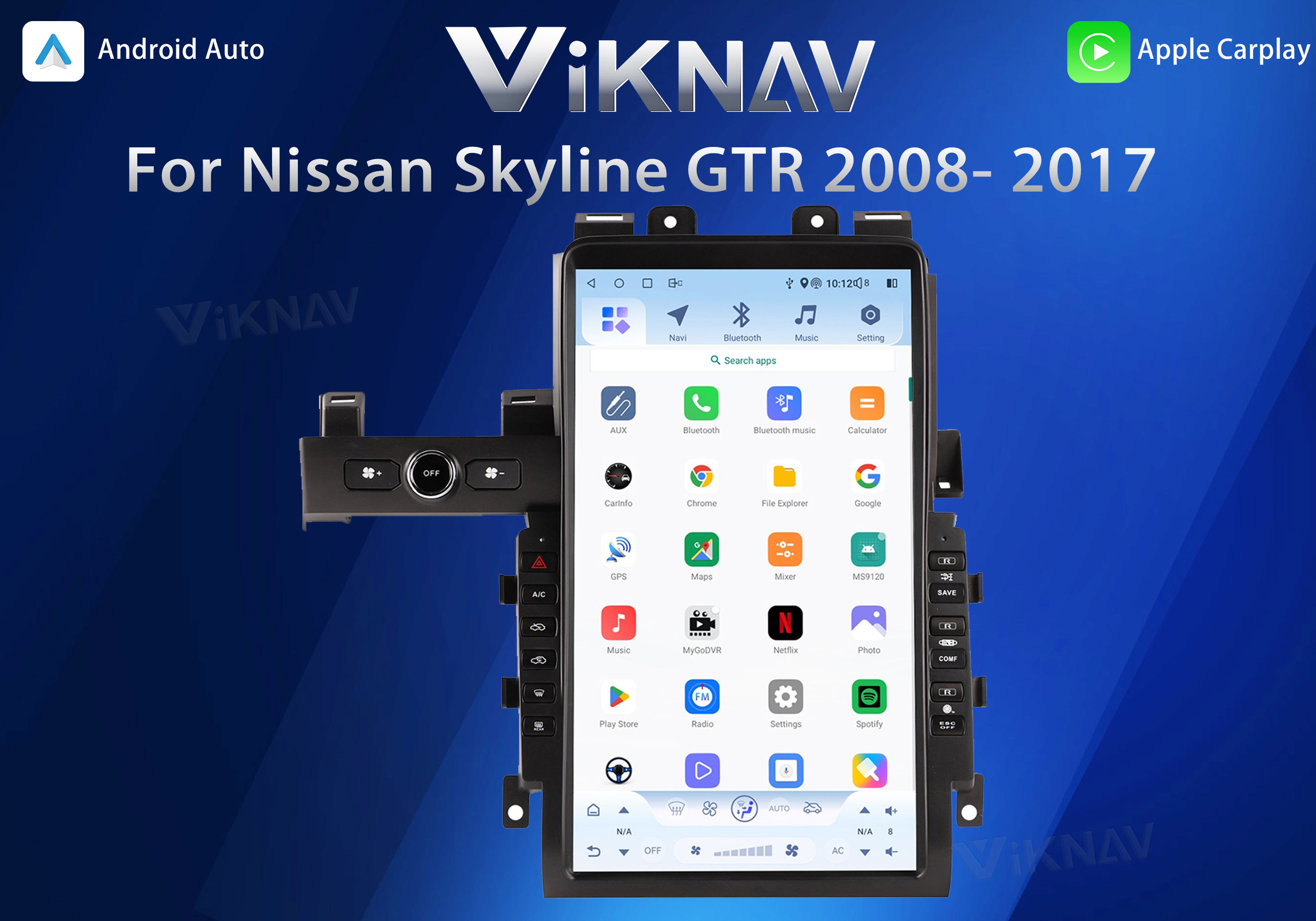 VIKNAV 13.6" Car Radio For Nissan Skyline GTR 2008- 2017 HD Touch Screen Android Head Unit