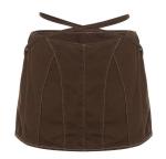 Oem Apparel Manufacturers Women'S Brown Lace Up Denim Culottes Slim Wide Leg