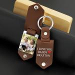 SS316L Leather Photo Key Chain With Engraving Words