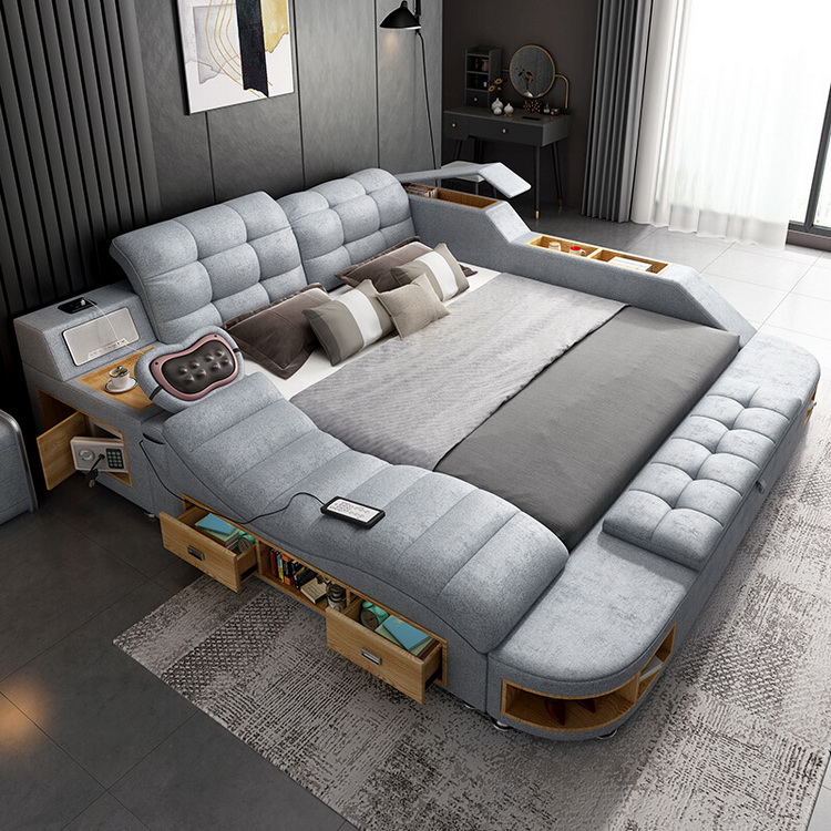 Leather Luxury Bedroom Sets Tufted Upholstered Bed Modern Design