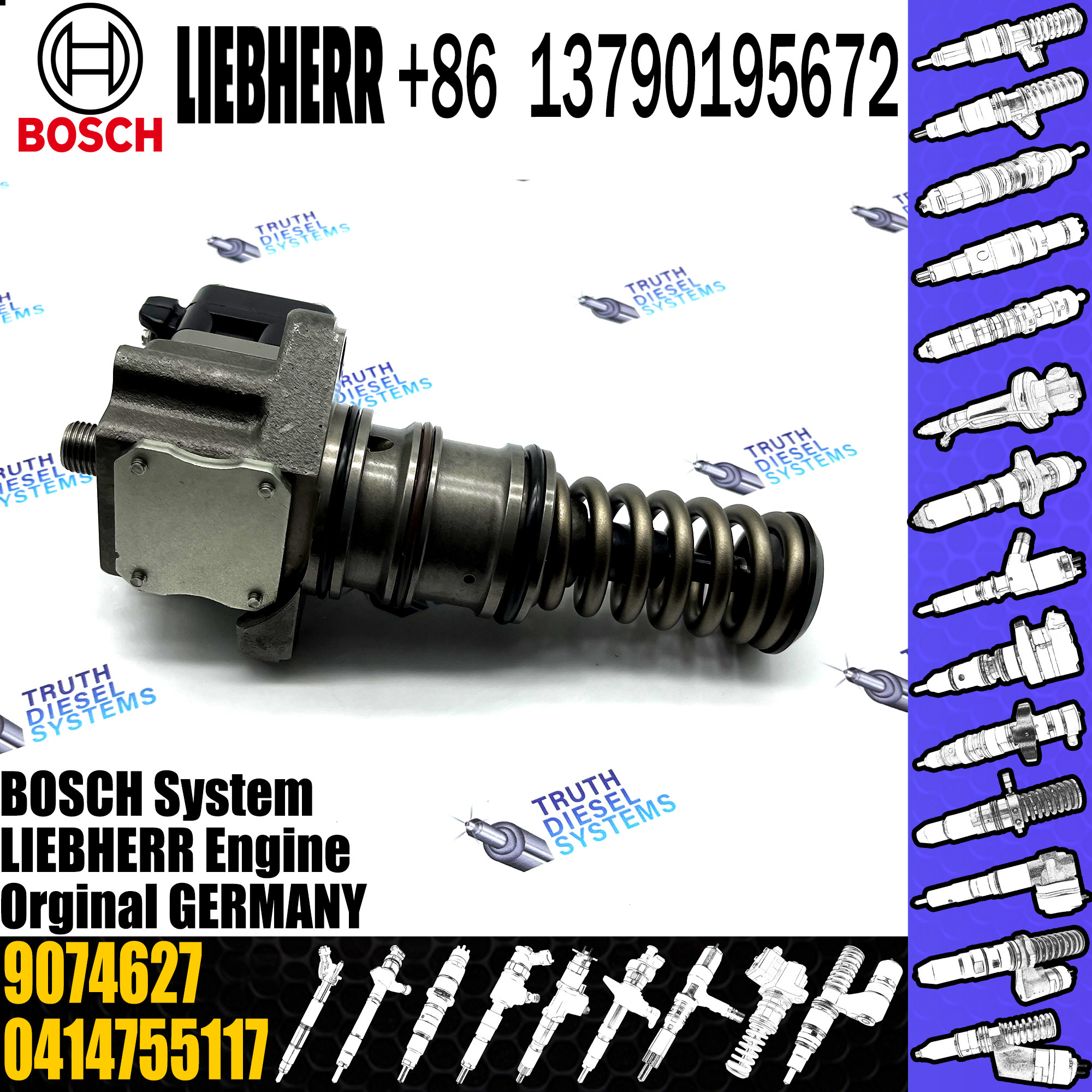BOSCH injetor 0414755117 0414755017 9074627 Diesel fuel Unit pump assembly 0414755117 9074627 for LIEBHERR engine