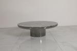 Brushed Stainless Steel Round Coffee Table With Natural Marble Top