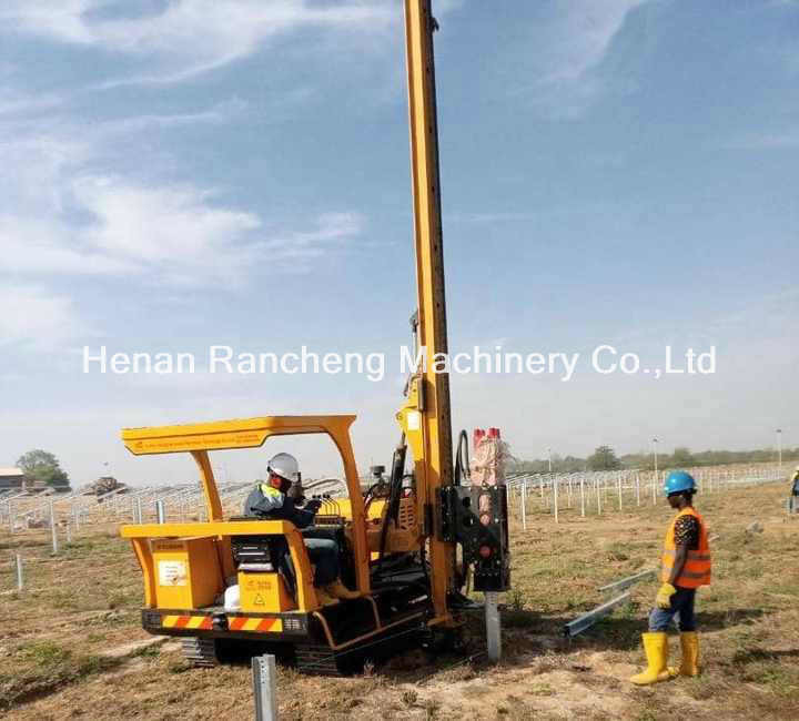 Solar Hydraulic Crawler Pile Driver 70KW Rated Power Max 3500mm Drilling Depth