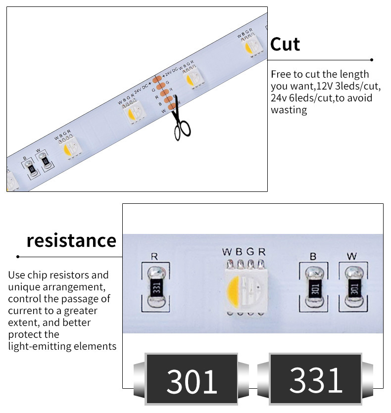 Hydrophilic 6W 30les/M Flexible Rgb Led Strip 10mm PCB