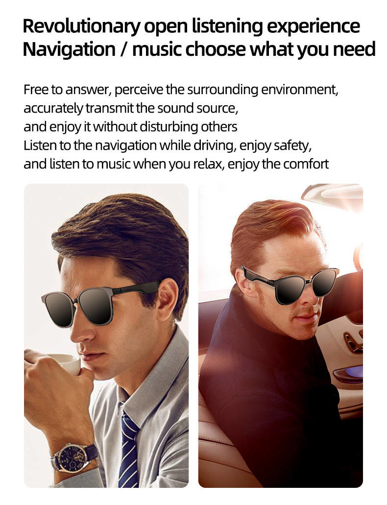 Handsfree smart sunglasses built in double speakers touch control for outside sport