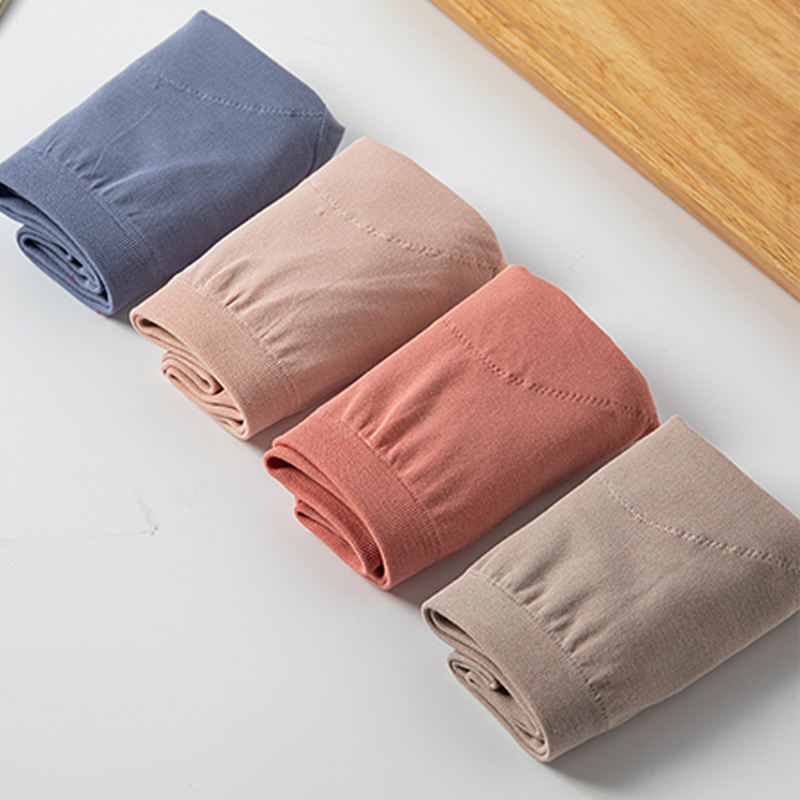 High Cut Women Cotton Panties Plain Dyed Multi Color Seamless