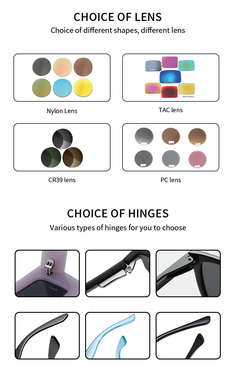 Various Shapes Custom Sunglasses Frame Fashion UV 400 Protection