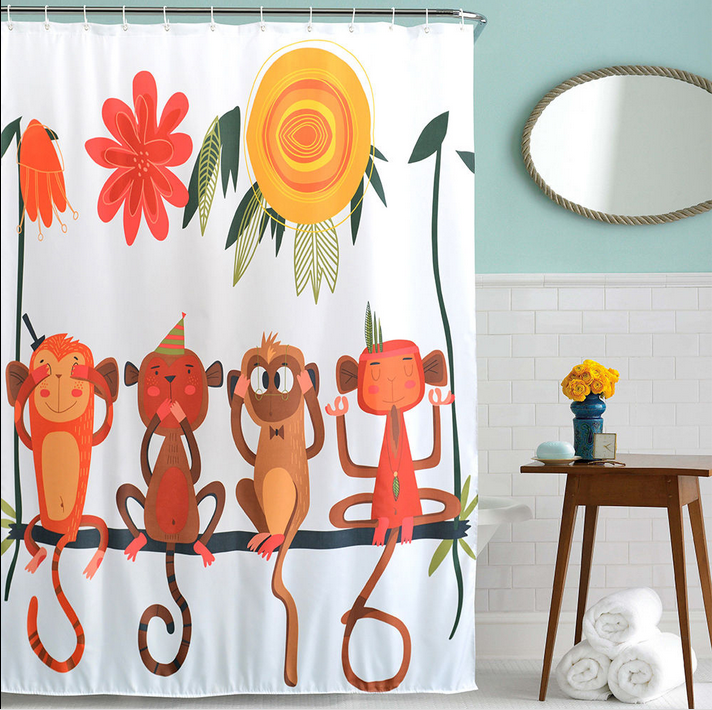 Walmart Bathroom Leaves Plastic Waterproof Thick Window Shower Curtains With Hooks