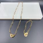 Newest Gold Color Stainless Steel Earring ,Necklace , Bracelet Sets With Cnc Cz