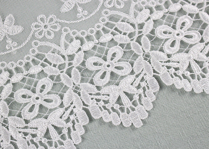 Embroidered Nylon Dying Lace Fabric Bilateral Symmetry Lace For Wedding Dresses