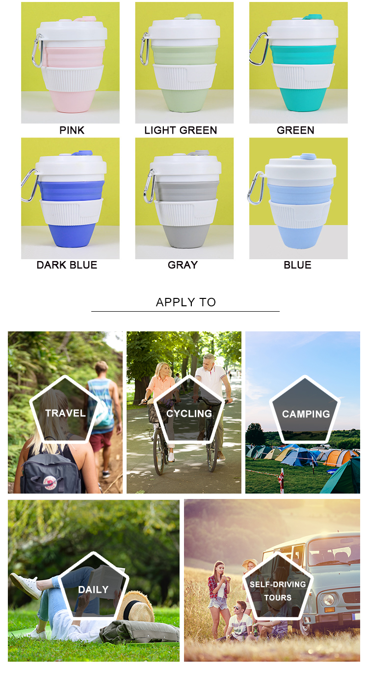 450ml Retractable Food Grade Silicone Travel Mug
