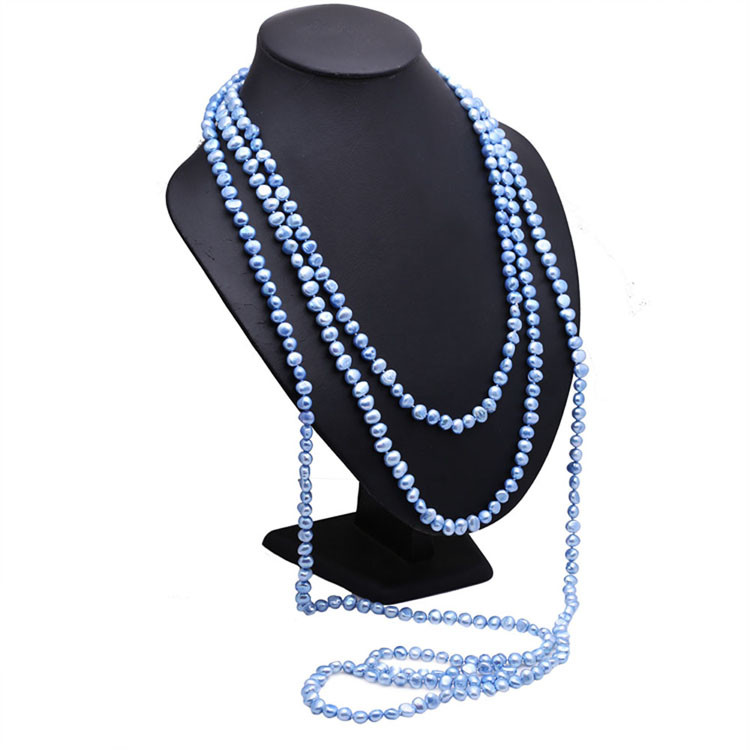 Purple 7-8mm Freshwater Cultured Baroque Shape Pearls Necklace 100 Inches(FN08281BLUE)