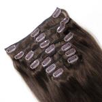 Dark Brown Color #2 Brazilian Human Hair Clip In Hair Extensions Cuticle Aligned