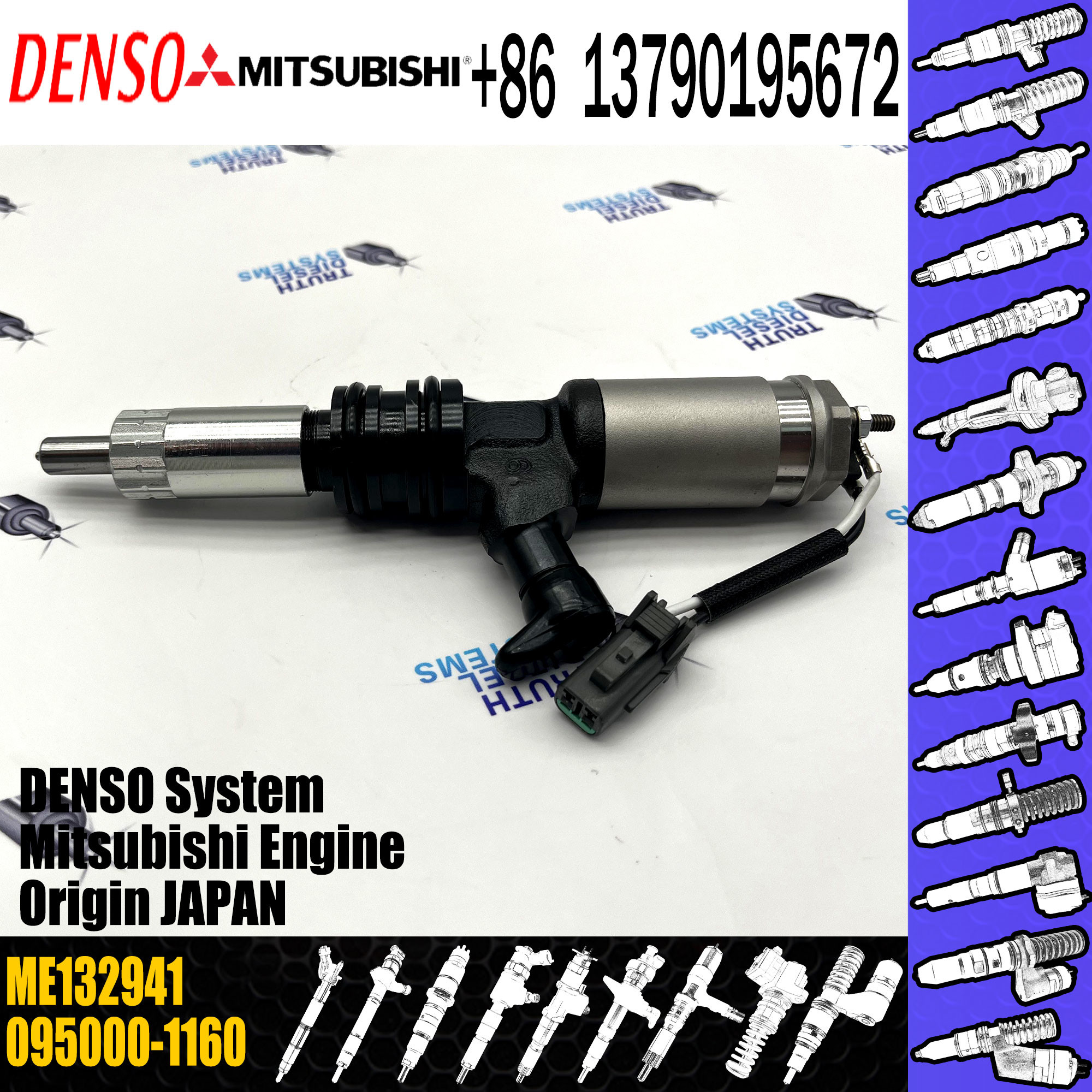 Common Rail Fuel Injector 095000-1160 ME132941 For Mitsubishi Fuso 6M60 7.5 d