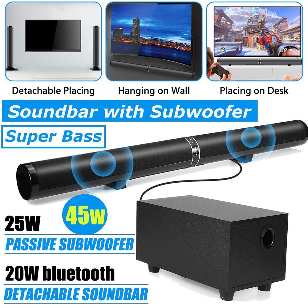 2.0 Channel Wireless Bluetooth Soundbar 80W With Remote Control