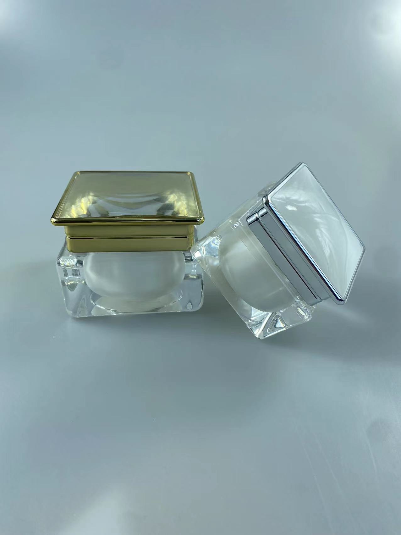 Silk-screen Printing Cosmetic Jar 30g/50g Square Acrylic Jar for end Makeup Packaging