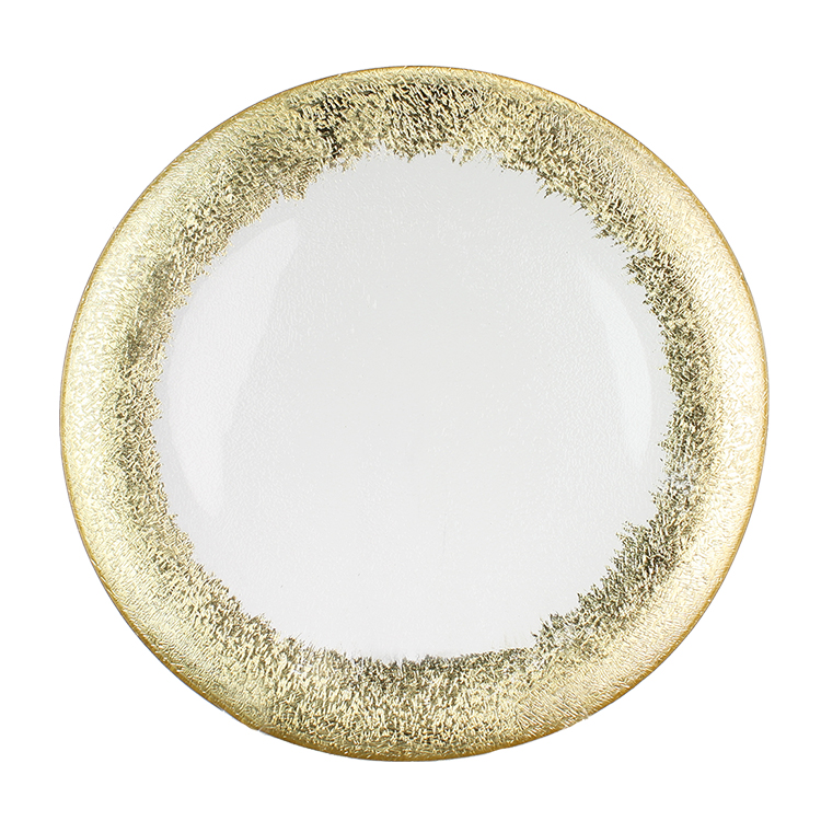 Custom made Glass Charger Bowl with Electroplating and Spraying Color