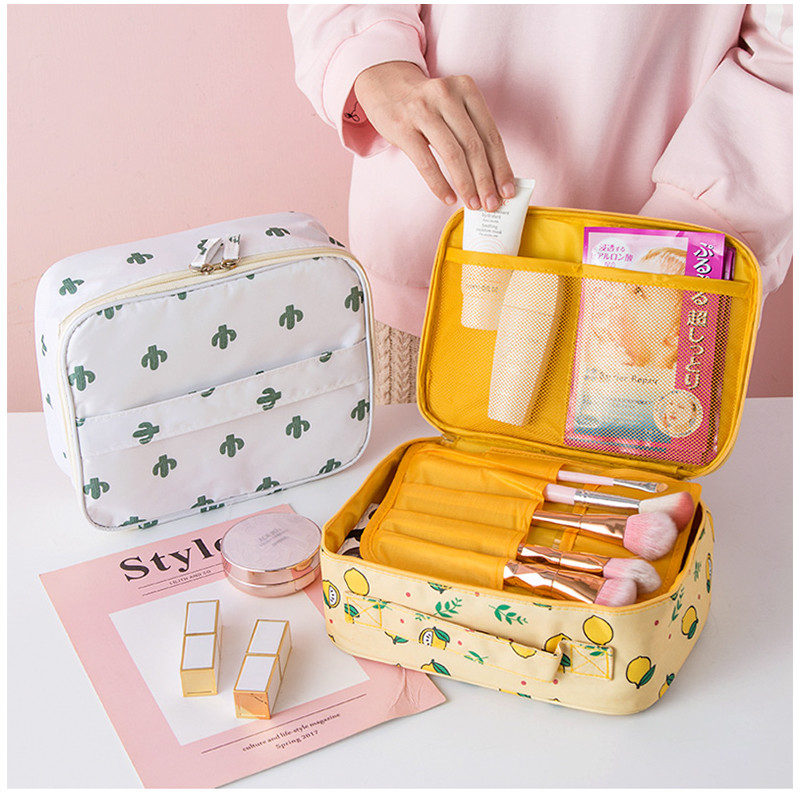 Zipper Velcro Closure Cute Cartoon Polyester Makeup Organizer Bag