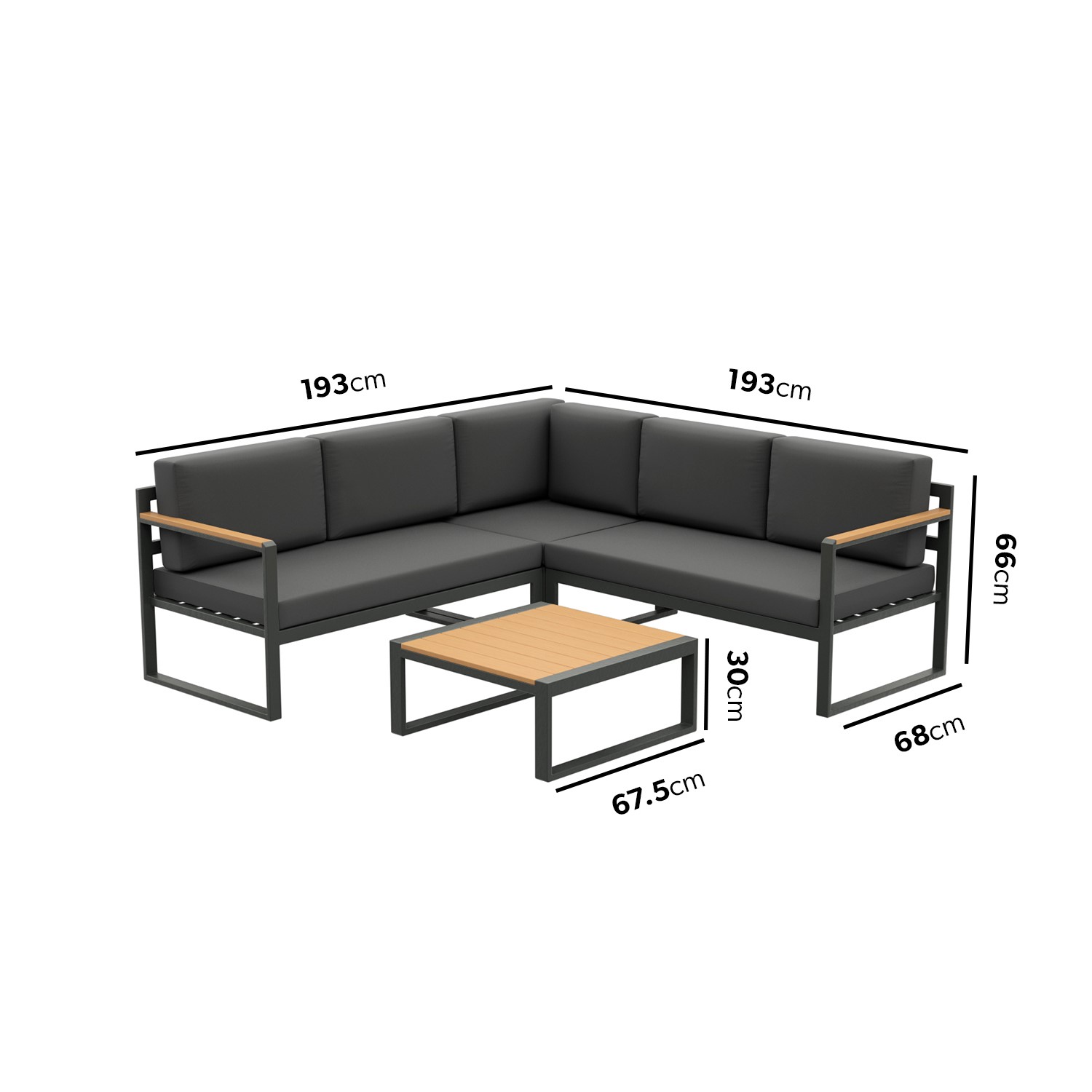 Outdoor Metal Furniture Set for Garden Corner Sofa Lounge Modern Design Wood