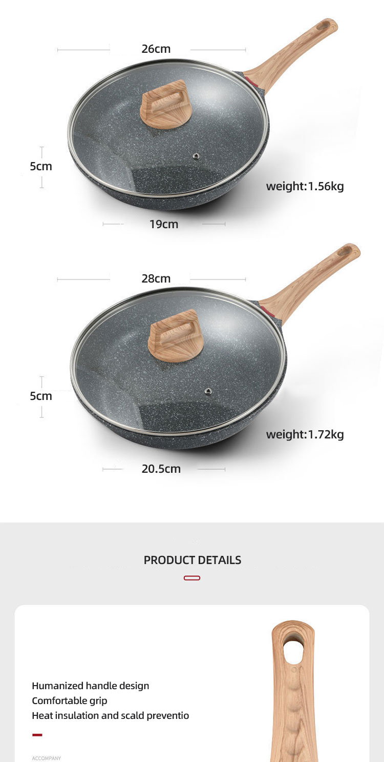 Good Quality Nonstick Frying Pan Skillet Swiss Granite Coating Omelette Pan Healthy Stone Cookware Chef's Pan