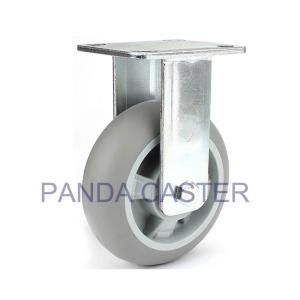 China 6 Inch Soft Gray Fixed Caster Wheels Heavy Duty Rubber Castors wholesale