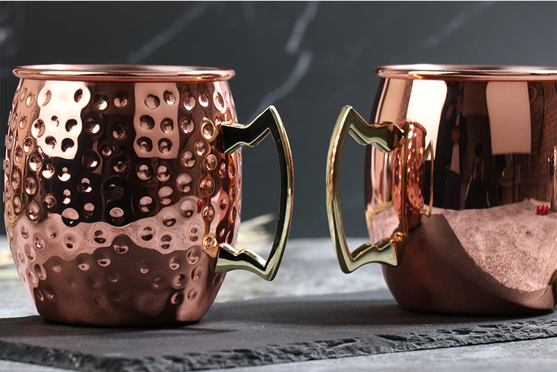 Factory Custom 65ml Moscow mule rose gold finished with handles stainless steel mug