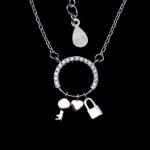 Elegant Design Sterling Silver Pendant Necklace 925 Two Round Shape